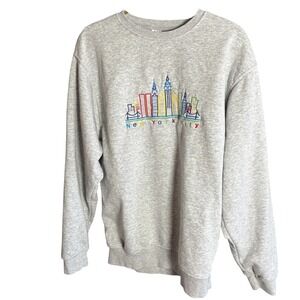 MATRIX New York City Skyline Embroidered‎ Gray Sweatshirt Crewneck Pullover M